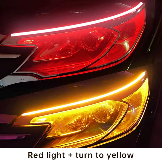 2Pcs Led DRL Daytime Running Lights Flexible Car Light Accessories Turn Signal Yellow Brake Side Lights Headlights Strip 12V